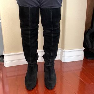 BP - over the knee black suede boots - size 8